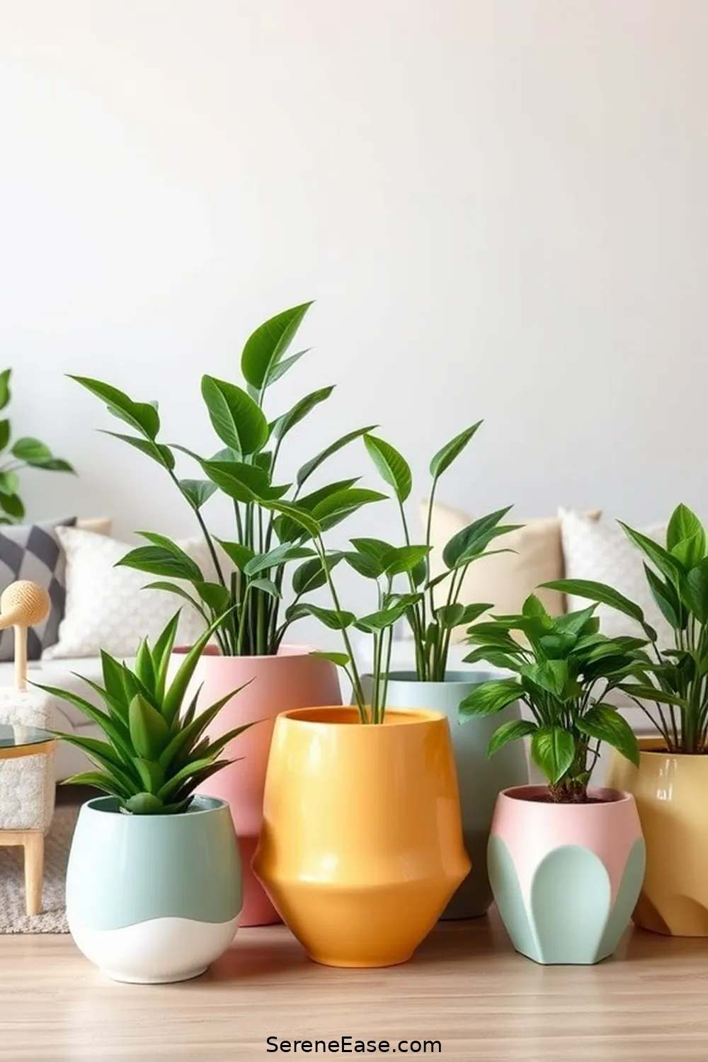 21 Ways to Incorporate Pastels in Minimalist Style Living Rooms 11 Choose Pastel Planters for Indoor Plants for 21 Ways to Incorporate Pastels in Minimalist Style Living Rooms