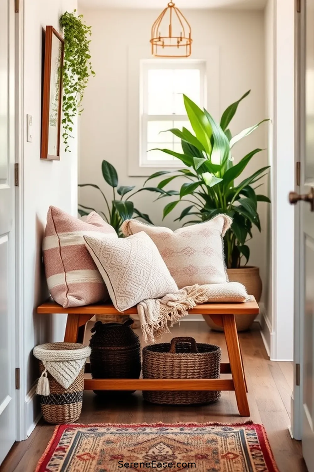 21 Ways to Incorporate Pastels in a Bohemian Hallway Style 5 4. Add Pastel Throw Pillows to Benches for 21 Ways to Incorporate Pastels in a Bohemian Hallway Style