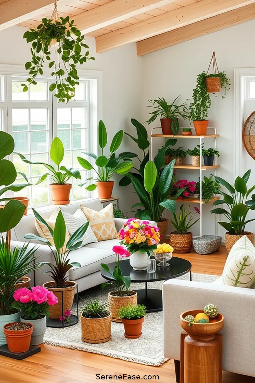 21 Ways to Infuse Bold and Bright Colors in Your Modern Farmhouse Style Living Room 13 Incorporate Colorful Plants and Flowers for 21 Ways to Infuse Bold and Bright Colors in Your Modern Farmhouse Style Living Room