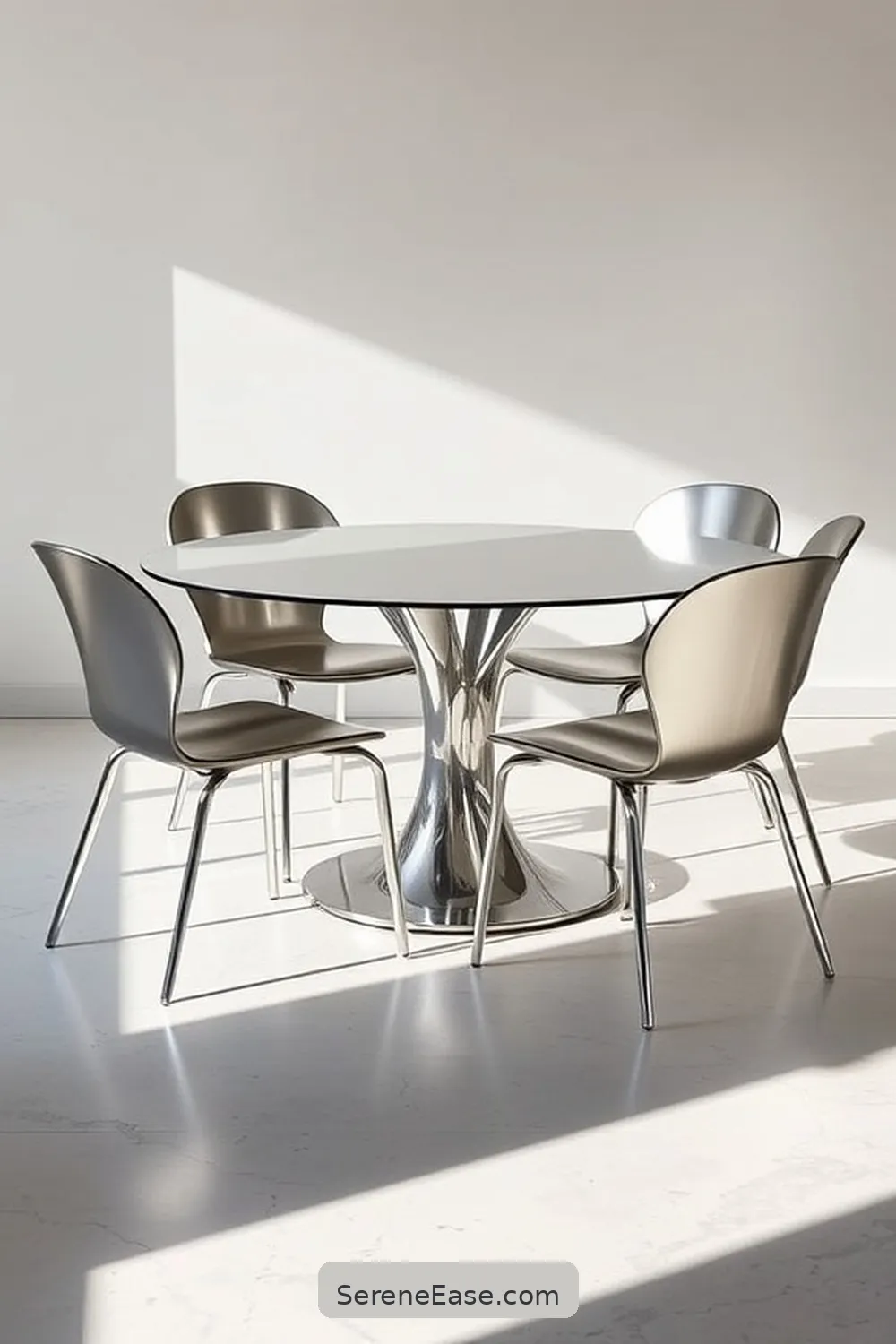 21 Ways to Use Metallic Accents in a Minimalist Dining Room Style 5 Choose Metallic Dining Chairs for 21 Ways to Use Metallic Accents in a Minimalist Dining Room Style