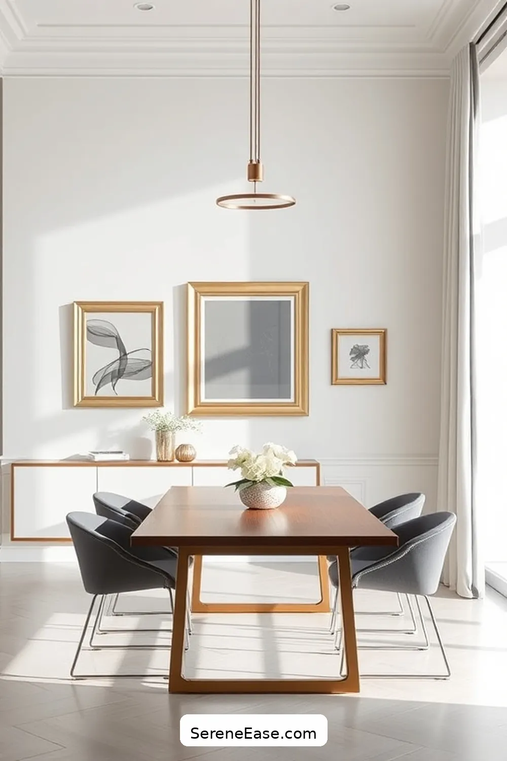 21 Ways to Use Metallic Accents in a Minimalist Dining Room Style 12 Choose Metallic Picture Frames for 21 Ways to Use Metallic Accents in a Minimalist Dining Room Style