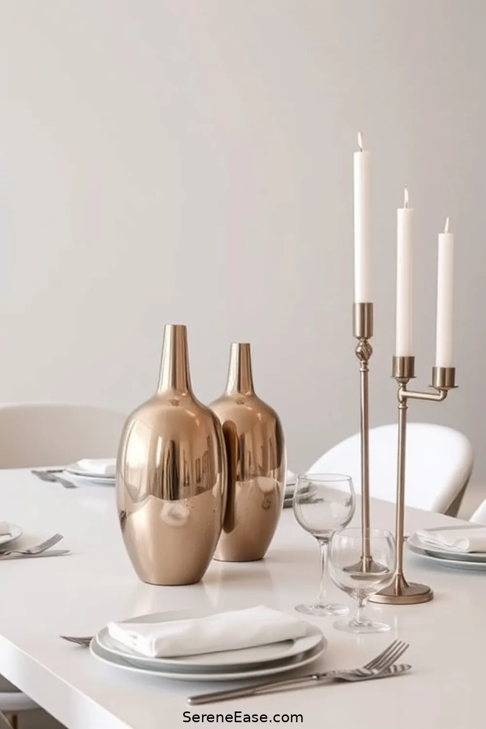 21 Ways to Use Metallic Accents in a Minimalist Dining Room Style 20 Incorporate Metallic Accessories for 21 Ways to Use Metallic Accents in a Minimalist Dining Room Style