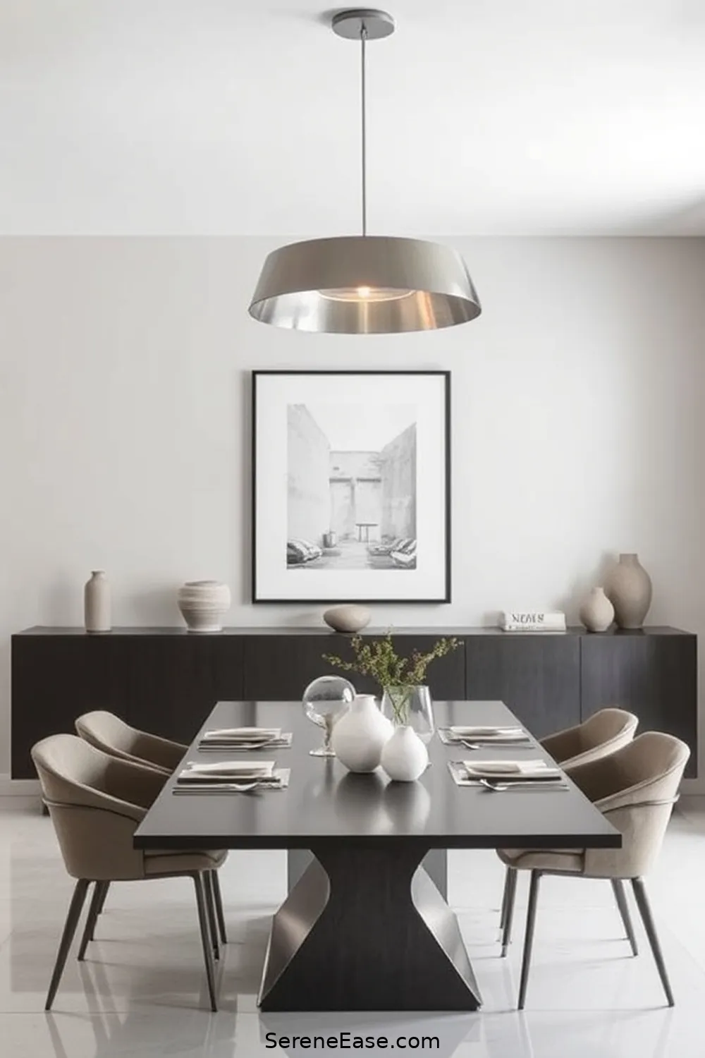 21 Ways to Use Metallic Accents in a Minimalist Dining Room Style 2 Incorporate a Metallic Light Fixture for 21 Ways to Use Metallic Accents in a Minimalist Dining Room Style