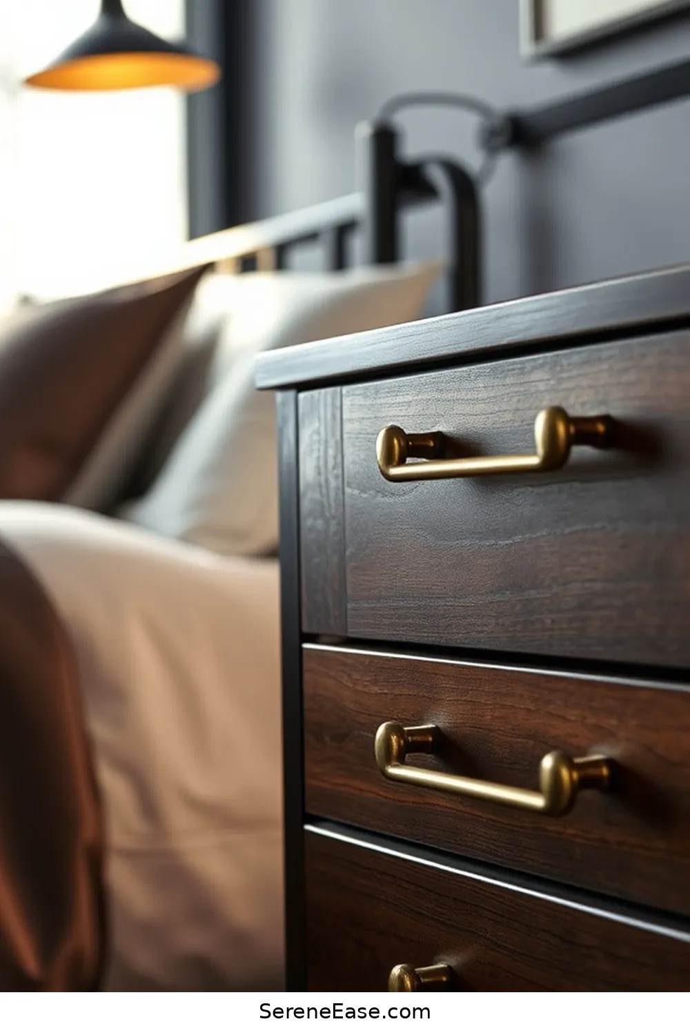 21 Ways to Use Metallic Accents in an Industrial Style Bedroom 4 Add Brass or Copper Drawer Pulls for 21 Ways to Use Metallic Accents in an Industrial Style Bedroom