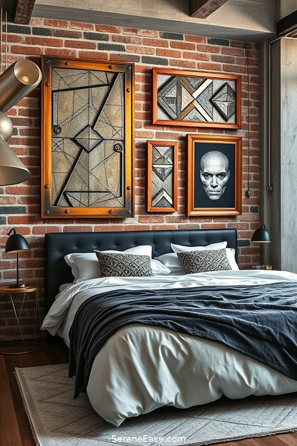 21 Ways to Use Metallic Accents in an Industrial Style Bedroom 5 Design With Metallic Accents in Wall Art for 21 Ways to Use Metallic Accents in an Industrial Style Bedroom