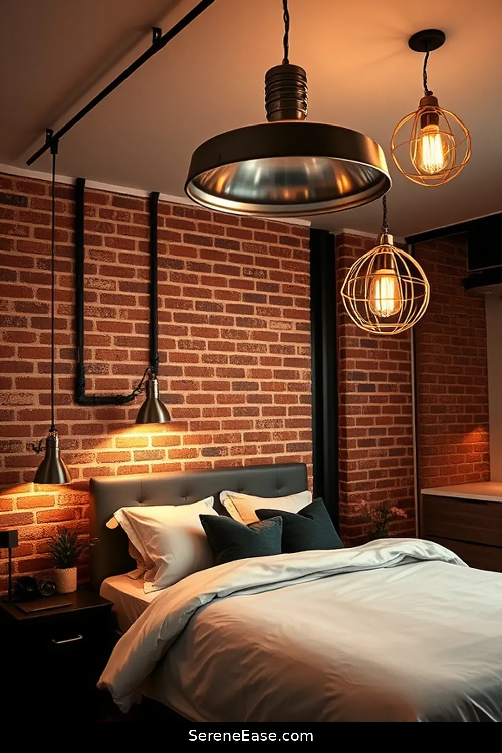 21 Ways to Use Metallic Accents in an Industrial Style Bedroom 2 Incorporate Metallic Light Fixtures for 21 Ways to Use Metallic Accents in an Industrial Style Bedroom