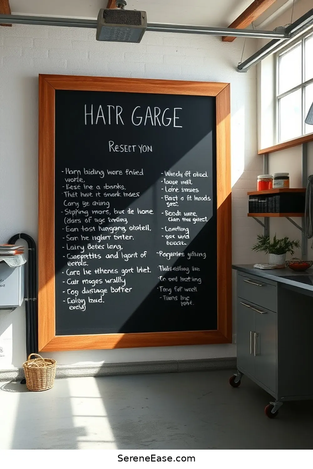 21 Ways to Use Neutral Tones in Your Garage With Modern Farmhouse Style 17 Add a Chalkboard Wall for Notes and Inspiration for 21 Ways to Use Neutral Tones in Your Garage With Modern Farmhouse Style
