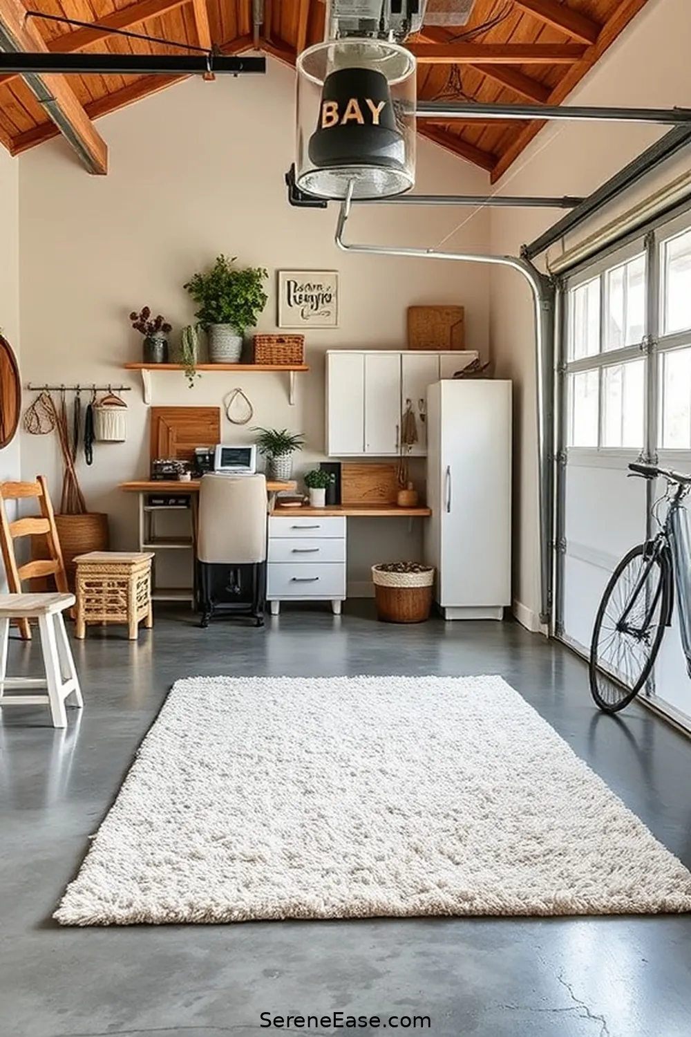 21 Ways to Use Neutral Tones in Your Garage With Modern Farmhouse Style 13 Add a Neutral Area Rug for Comfort for 21 Ways to Use Neutral Tones in Your Garage With Modern Farmhouse Style