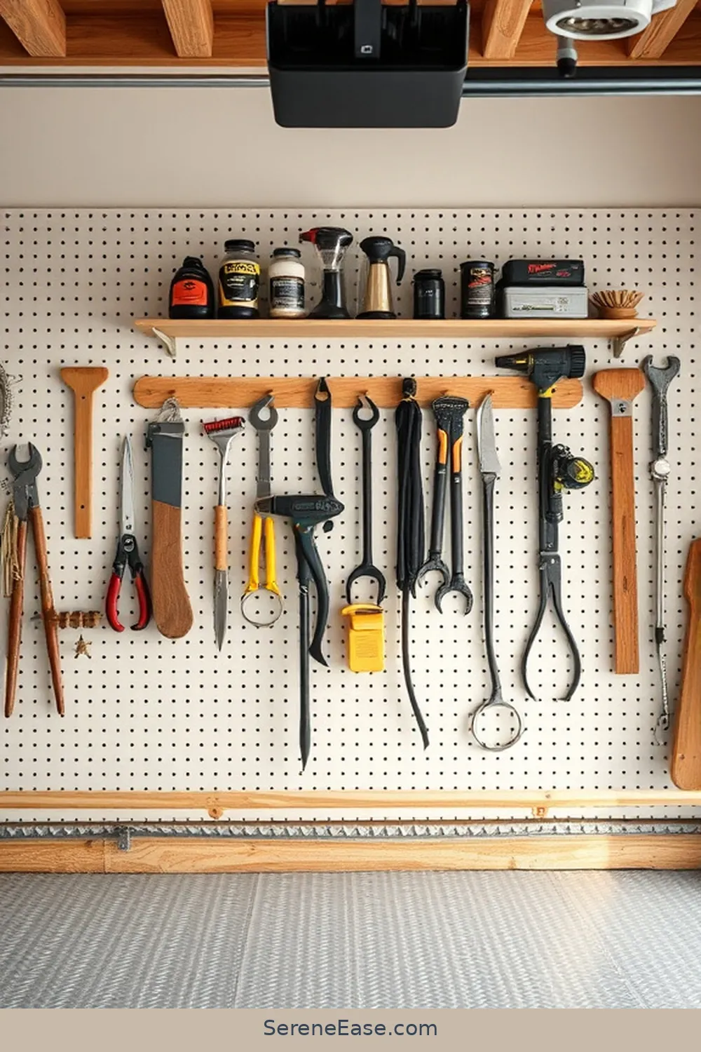 21 Ways to Use Neutral Tones in Your Garage With Modern Farmhouse Style 22 Use a Neutral-Colored Pegboard for Tool Organization for 21 Ways to Use Neutral Tones in Your Garage With Modern Farmhouse Style