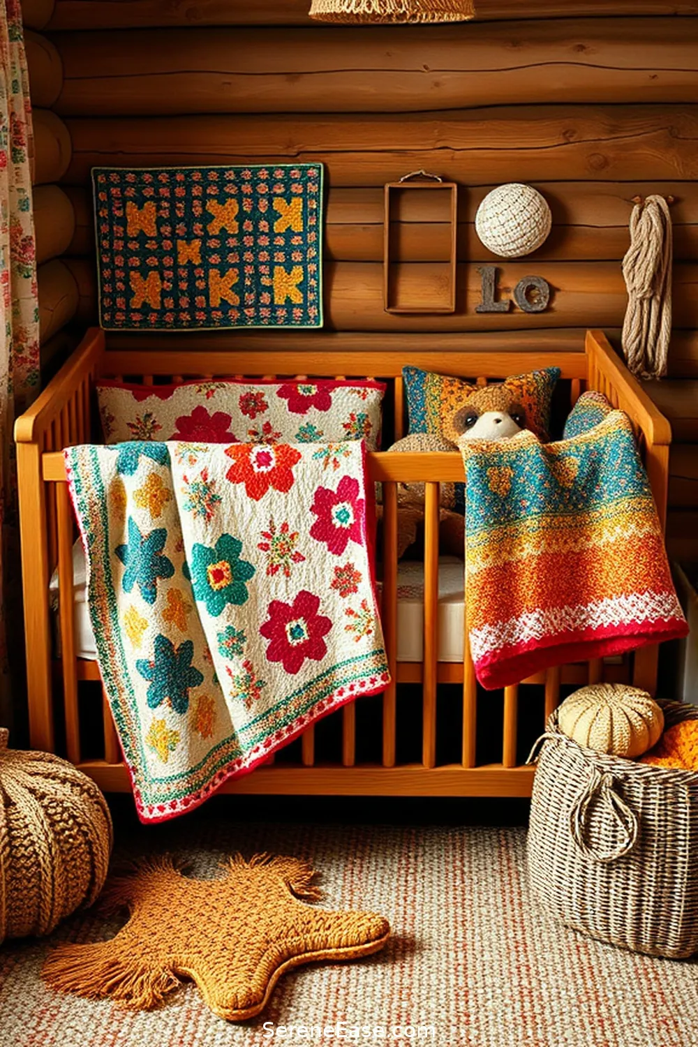 22 Bold and Bright Ideas for Rustic Nursery Style 3 Incorporate Colorful Textiles for 22 Bold and Bright Ideas for Rustic Nursery Style