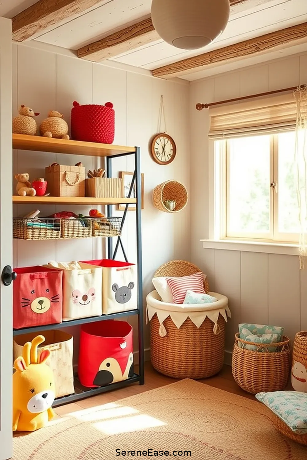22 Bold and Bright Ideas for Rustic Nursery Style 12 Introduce Fun Storage Solutions for 22 Bold and Bright Ideas for Rustic Nursery Style
