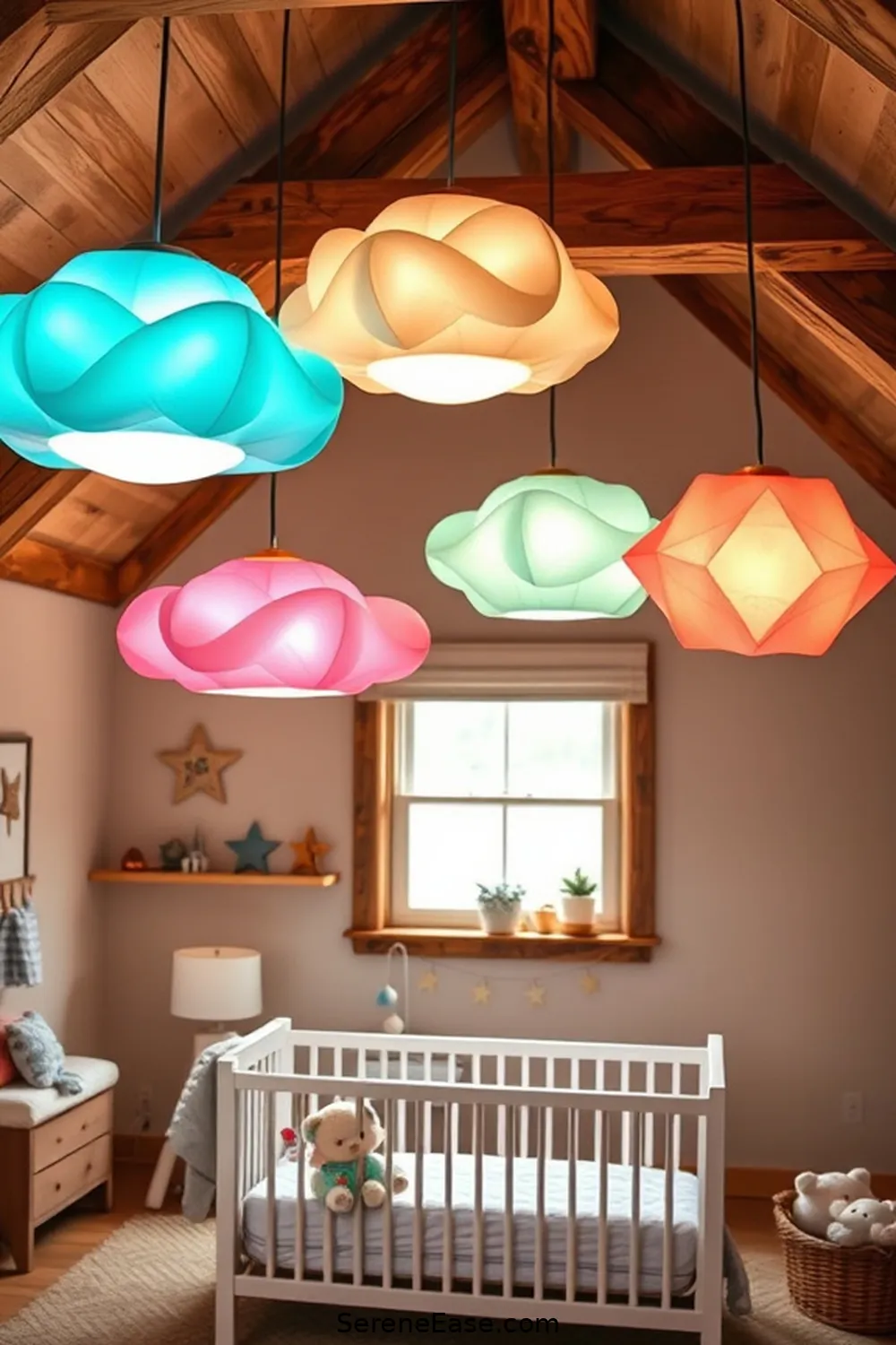 22 Bold and Bright Ideas for Rustic Nursery Style 9 Opt for Playful Lighting Fixtures for 22 Bold and Bright Ideas for Rustic Nursery Style