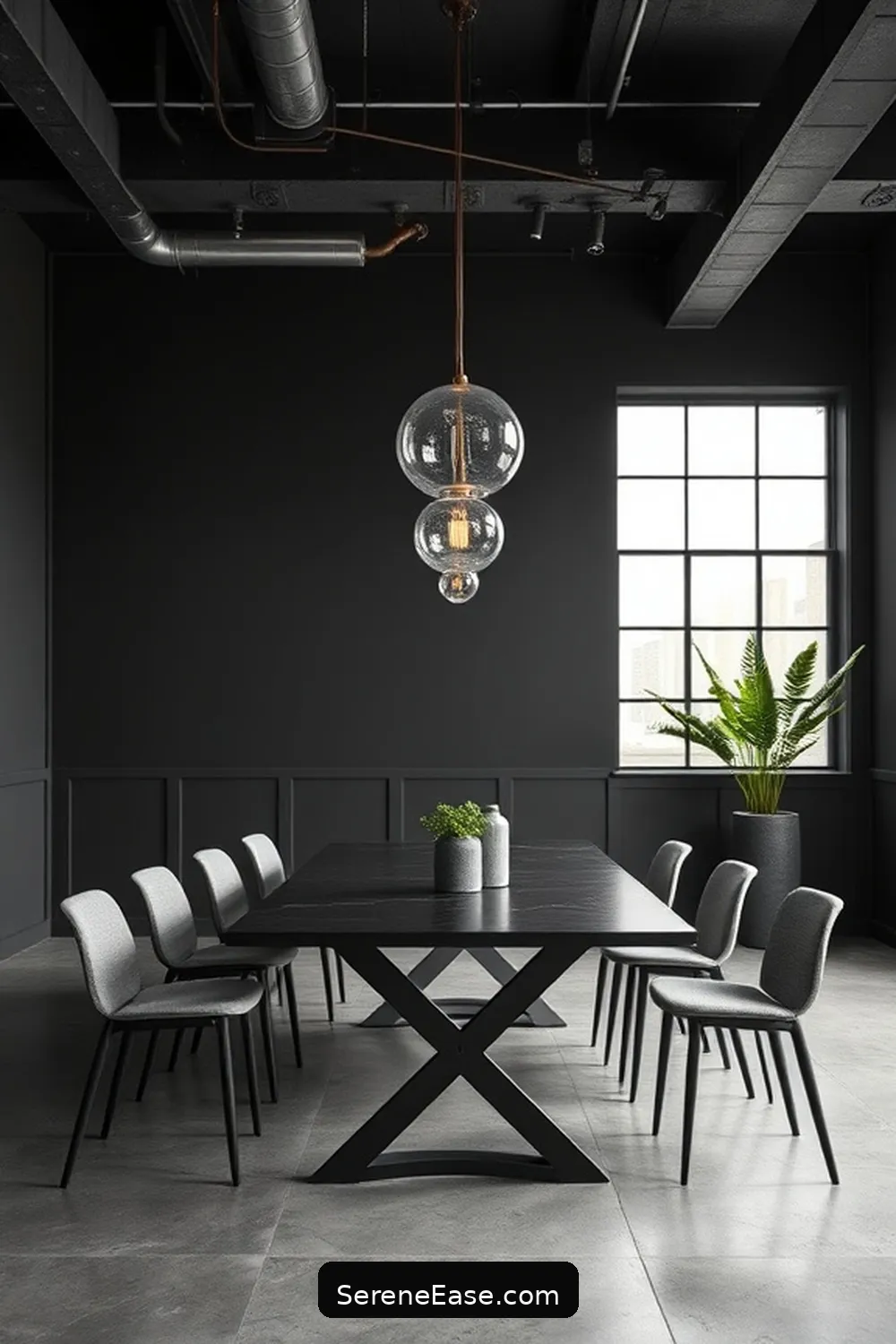 22 Ideas for Monochromatic Dining Room Industrial Style 6 Choose Minimalist Lighting Fixtures for 22 Ideas for Monochromatic Dining Room Industrial Style