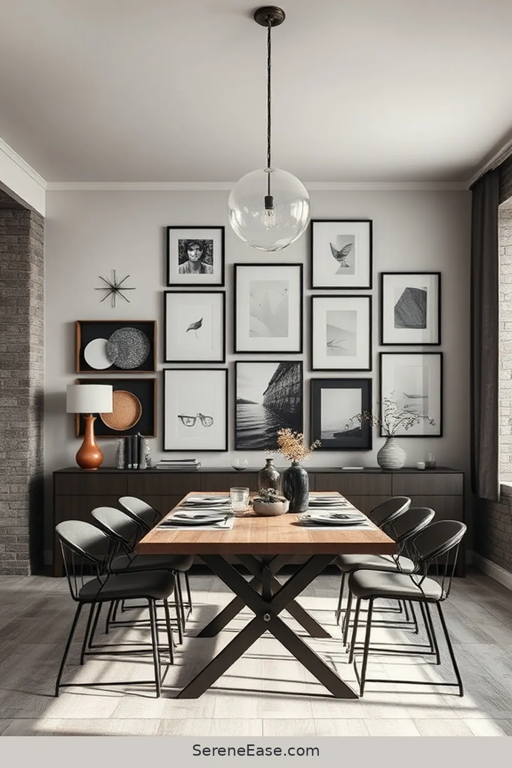 22 Ideas for Monochromatic Dining Room Industrial Style 21 Create a Gallery Wall for 22 Ideas for Monochromatic Dining Room Industrial Style