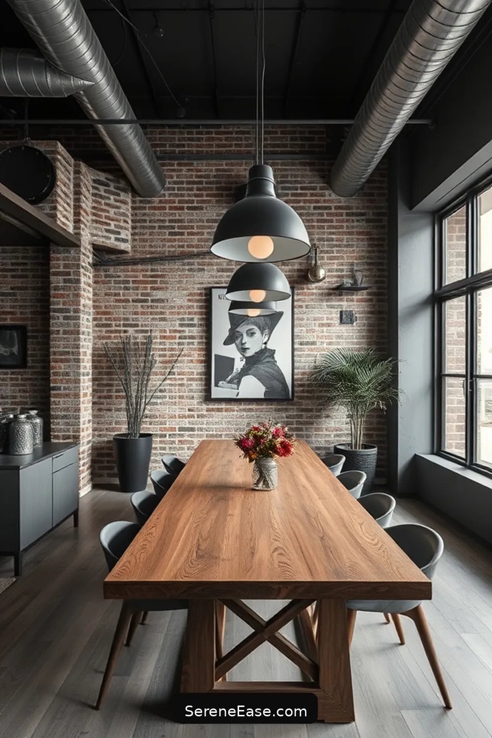 22 Ideas for Monochromatic Dining Room Industrial Style 18 Install Pendant Lighting for 22 Ideas for Monochromatic Dining Room Industrial Style