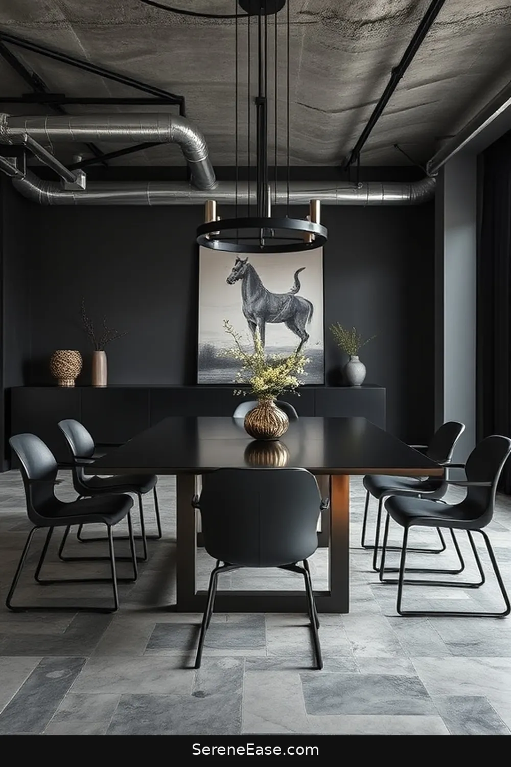 22 Ideas for Monochromatic Dining Room Industrial Style 3 Opt for Steel Furniture for 22 Ideas for Monochromatic Dining Room Industrial Style