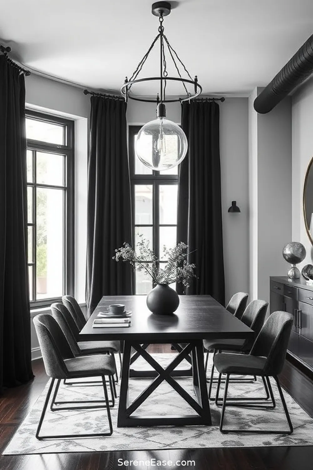 22 Ideas for Monochromatic Dining Room Industrial Style 20 Use Blackout Curtains for 22 Ideas for Monochromatic Dining Room Industrial Style
