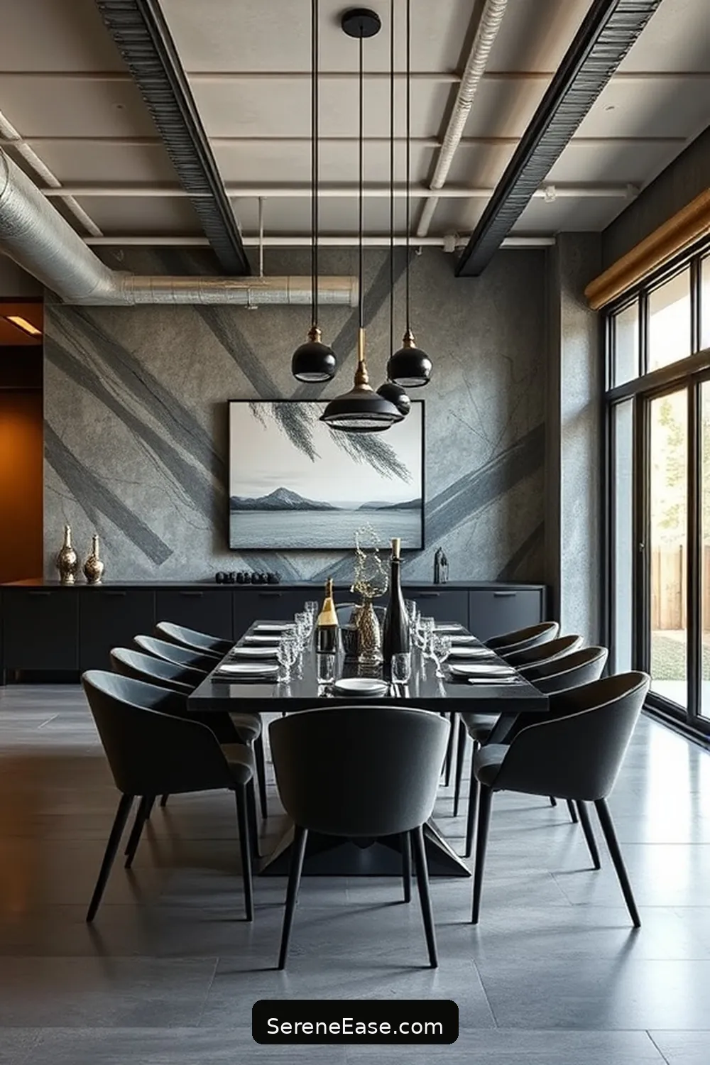 22 Ideas for Monochromatic Dining Room Industrial Style 12 Utilize Glass Accents for 22 Ideas for Monochromatic Dining Room Industrial Style