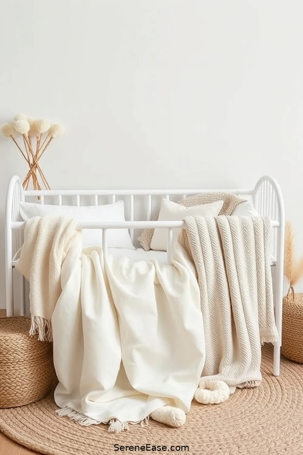 22 Inspiring Ideas for a Neutral Tones Nursery in Minimalist Style 9 Layered Textiles and Fabrics for 22 Inspiring Ideas for a Neutral Tones Nursery in Minimalist Style