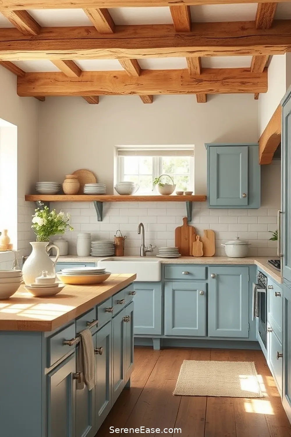22 Monochromatic Kitchen Ideas in Rustic Style 8 Dusty Blue Calm for 22 Monochromatic Kitchen Ideas in Rustic Style