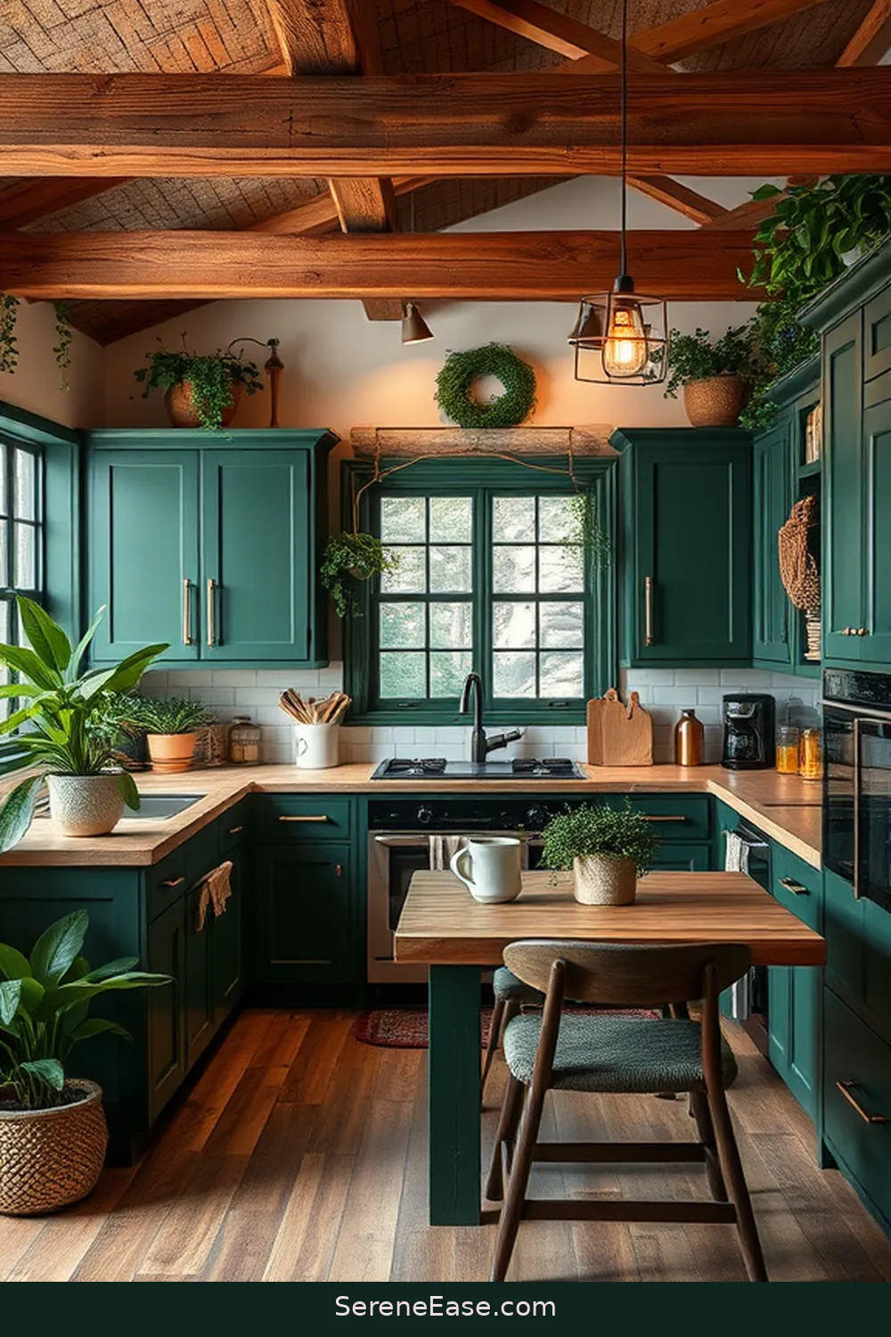 22 Monochromatic Kitchen Ideas in Rustic Style 5 Rich Forest Green for 22 Monochromatic Kitchen Ideas in Rustic Style