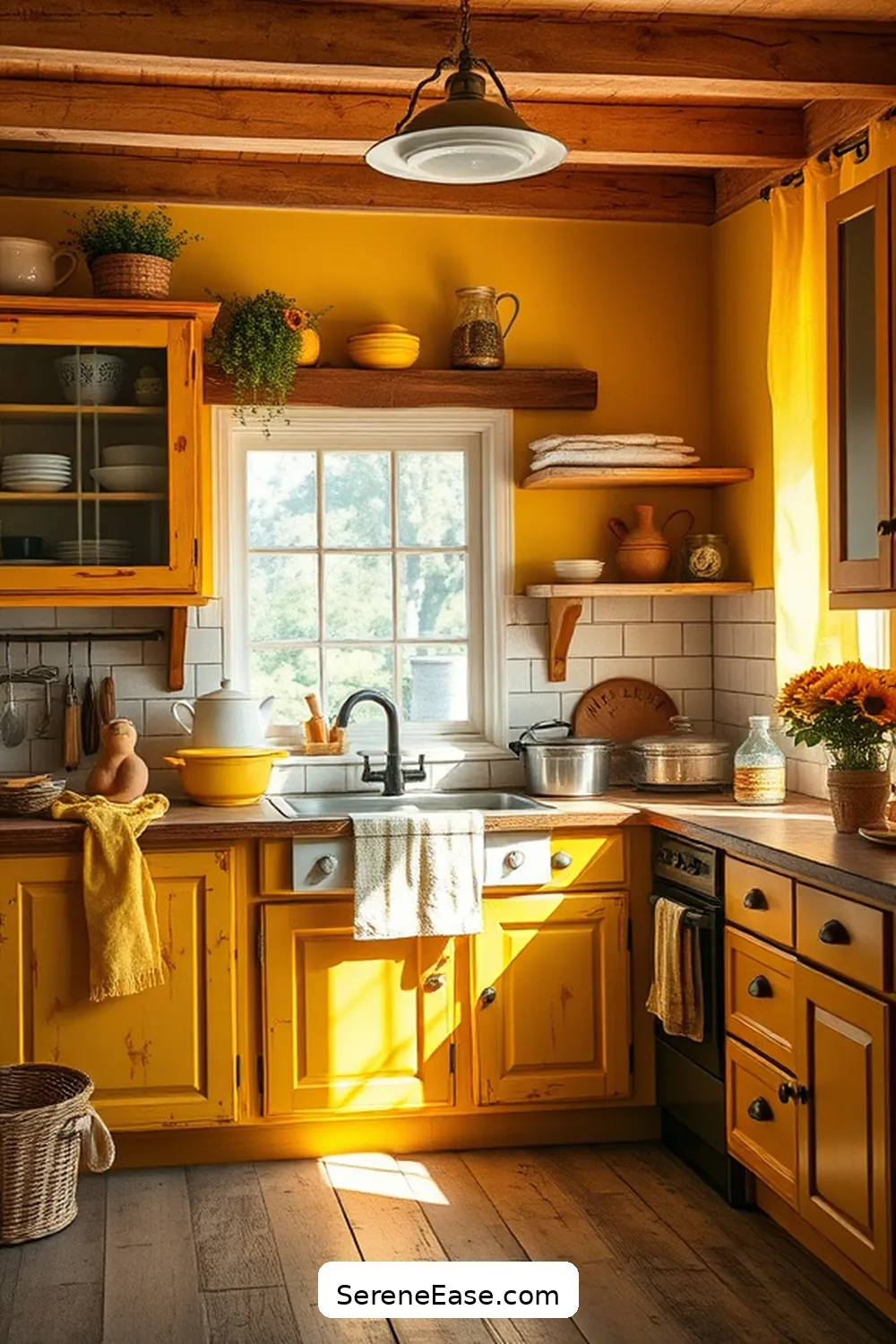 22 Monochromatic Kitchen Ideas in Rustic Style 14 Sunny Mustard Yellow for 22 Monochromatic Kitchen Ideas in Rustic Style
