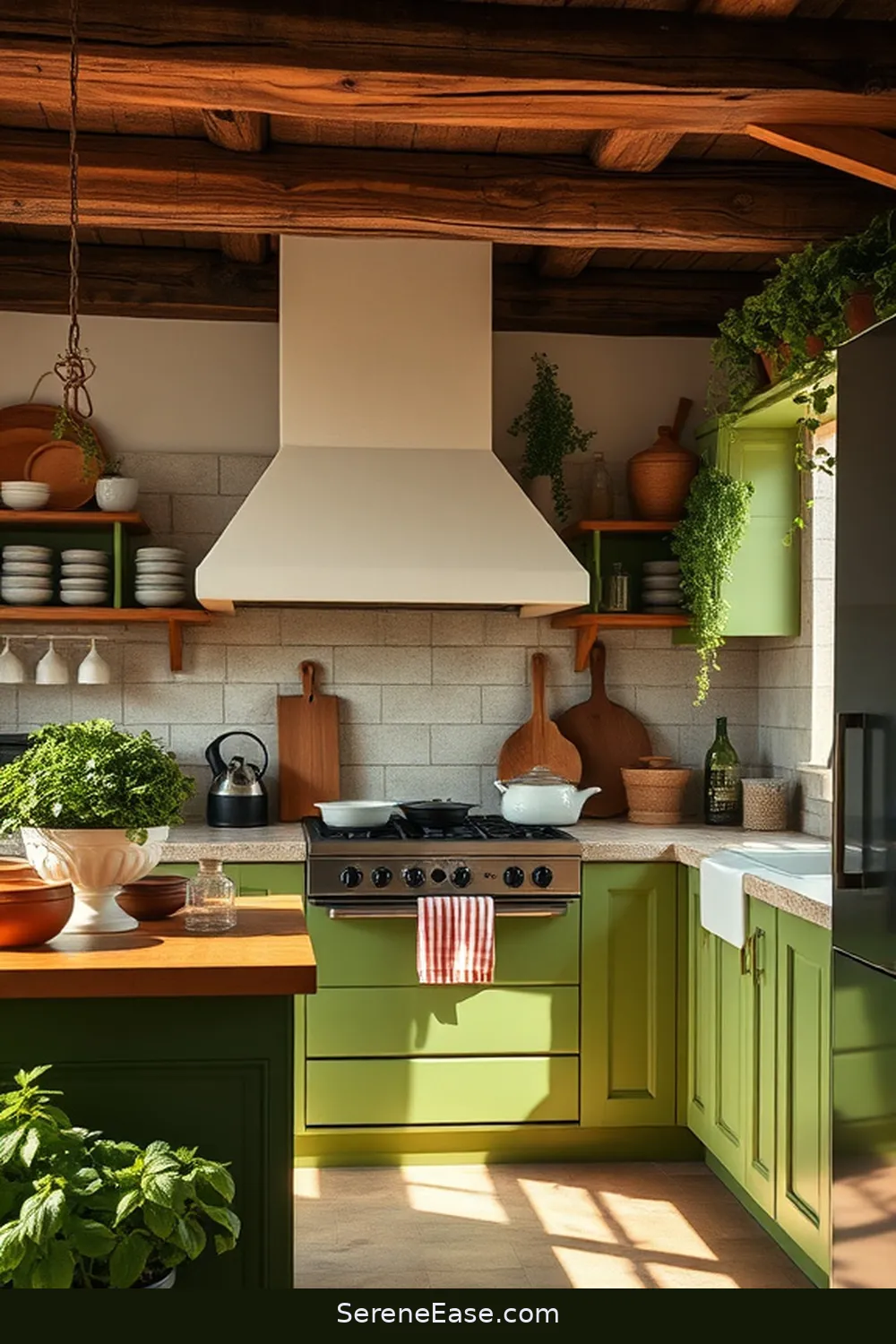 22 Monochromatic Kitchen Ideas in Rustic Style 20 Vintage Olive Green for 22 Monochromatic Kitchen Ideas in Rustic Style