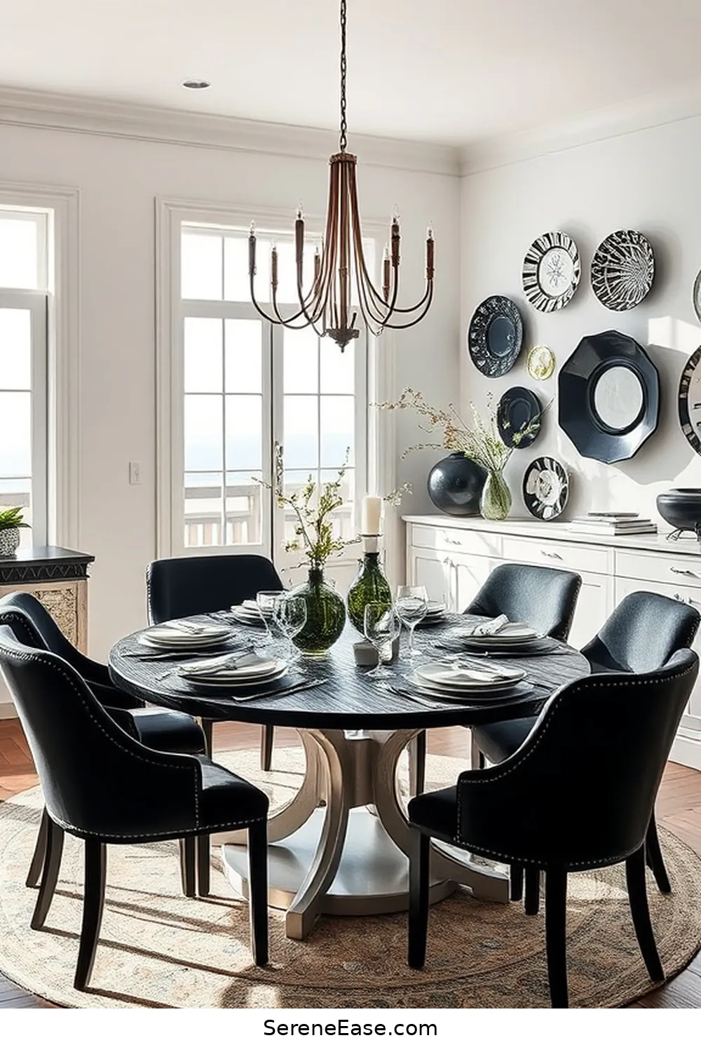 22 Stunning Black and White Coastal Style Dining Room Ideas 8 Black and White Decorative Plates for 22 Stunning Black and White Coastal Style Dining Room Ideas