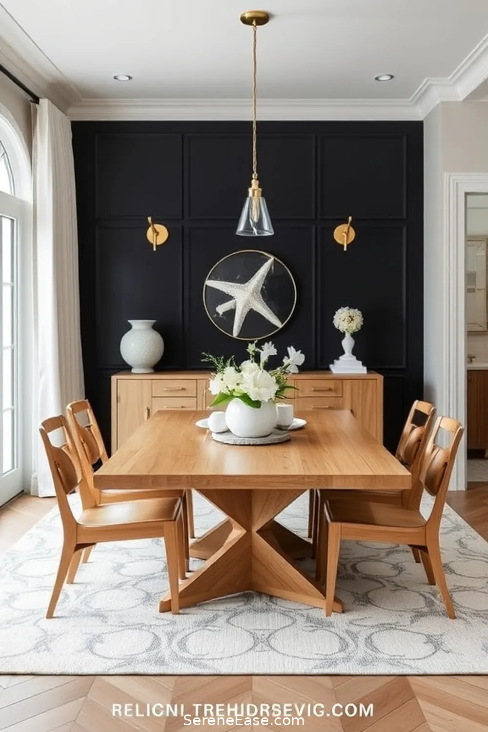 22 Stunning Black and White Coastal Style Dining Room Ideas 17 Bold Black Accent Wall for 22 Stunning Black and White Coastal Style Dining Room Ideas