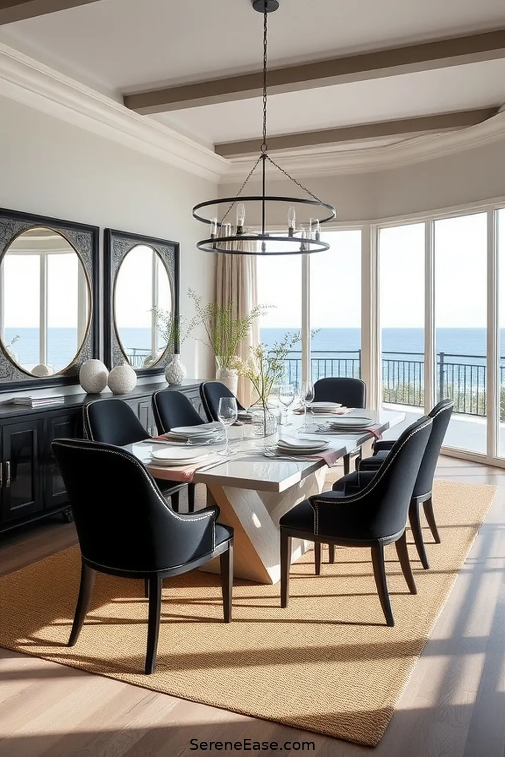 22 Stunning Black and White Coastal Style Dining Room Ideas 19 Chic Coastal Mirrors for 22 Stunning Black and White Coastal Style Dining Room Ideas