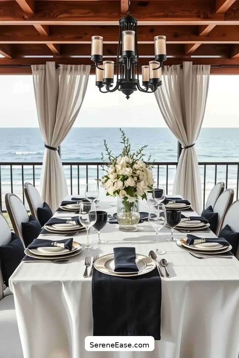 22 Stunning Black and White Coastal Style Dining Room Ideas 14 Stylish Black and White Table Settings for 22 Stunning Black and White Coastal Style Dining Room Ideas