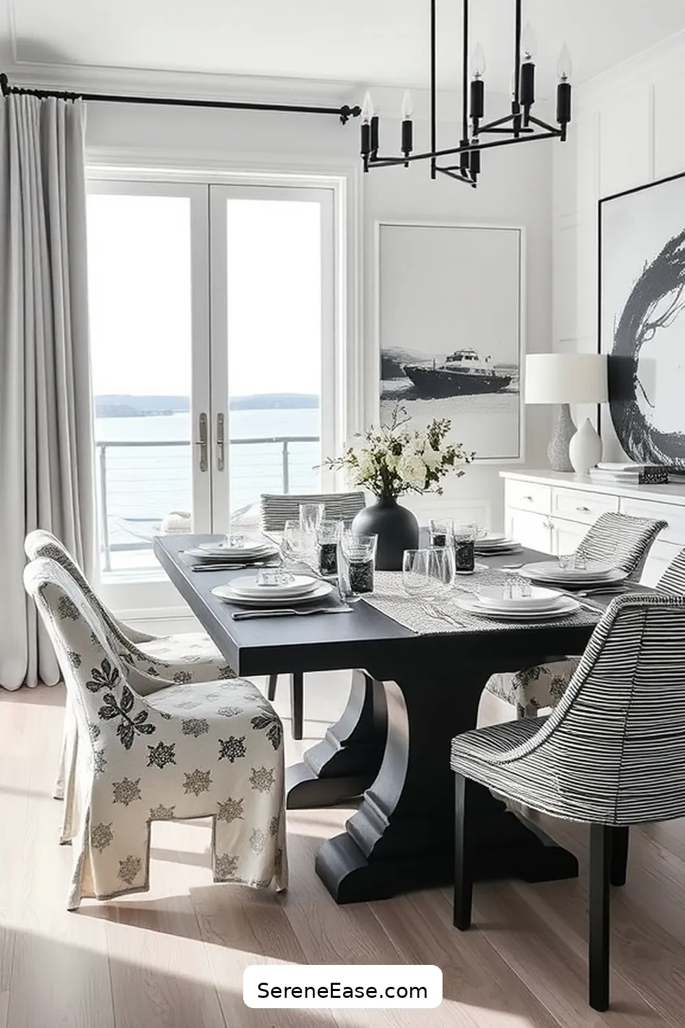 22 Stunning Black and White Coastal Style Dining Room Ideas 23 Unique Dining Accessories in Black and White for 22 Stunning Black and White Coastal Style Dining Room Ideas