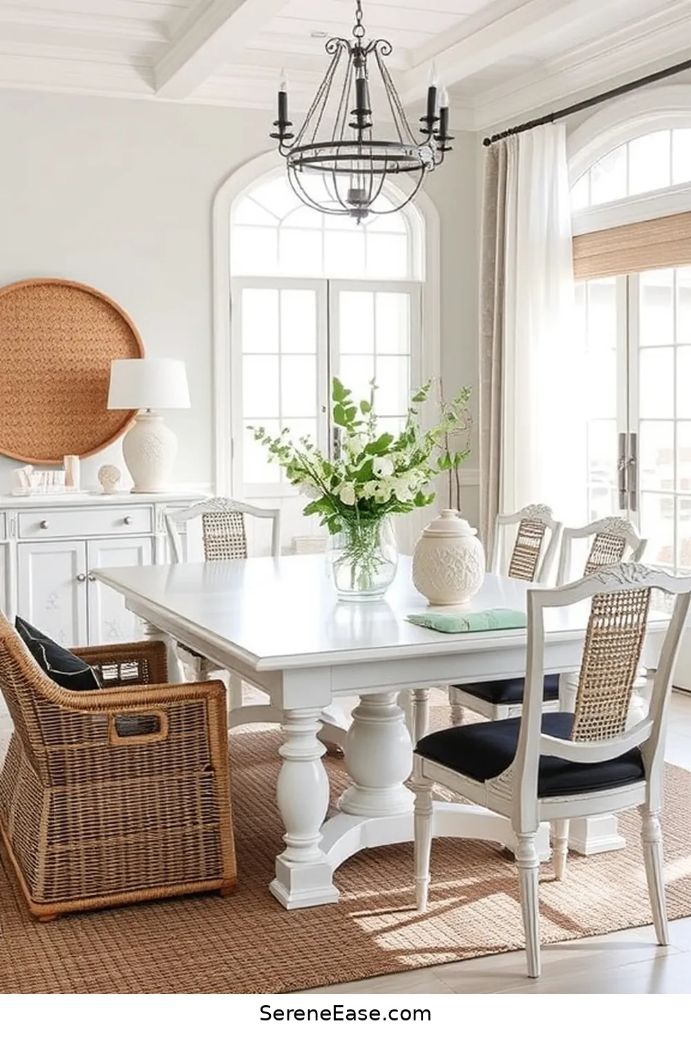 22 Stunning Black and White Coastal Style Dining Room Ideas 9 Woven Textures for a Beachy Feel for 22 Stunning Black and White Coastal Style Dining Room Ideas