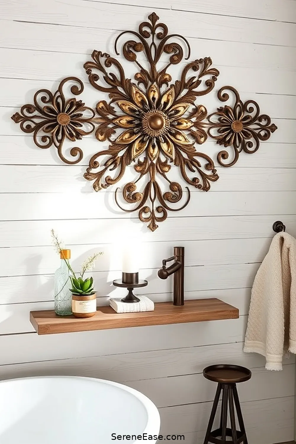 22 Stunning Metallic Accents to Elevate Your Modern Farmhouse Bathroom Style 15 Bronze Wall Art for 22 Stunning Metallic Accents to Elevate Your Modern Farmhouse Bathroom Style