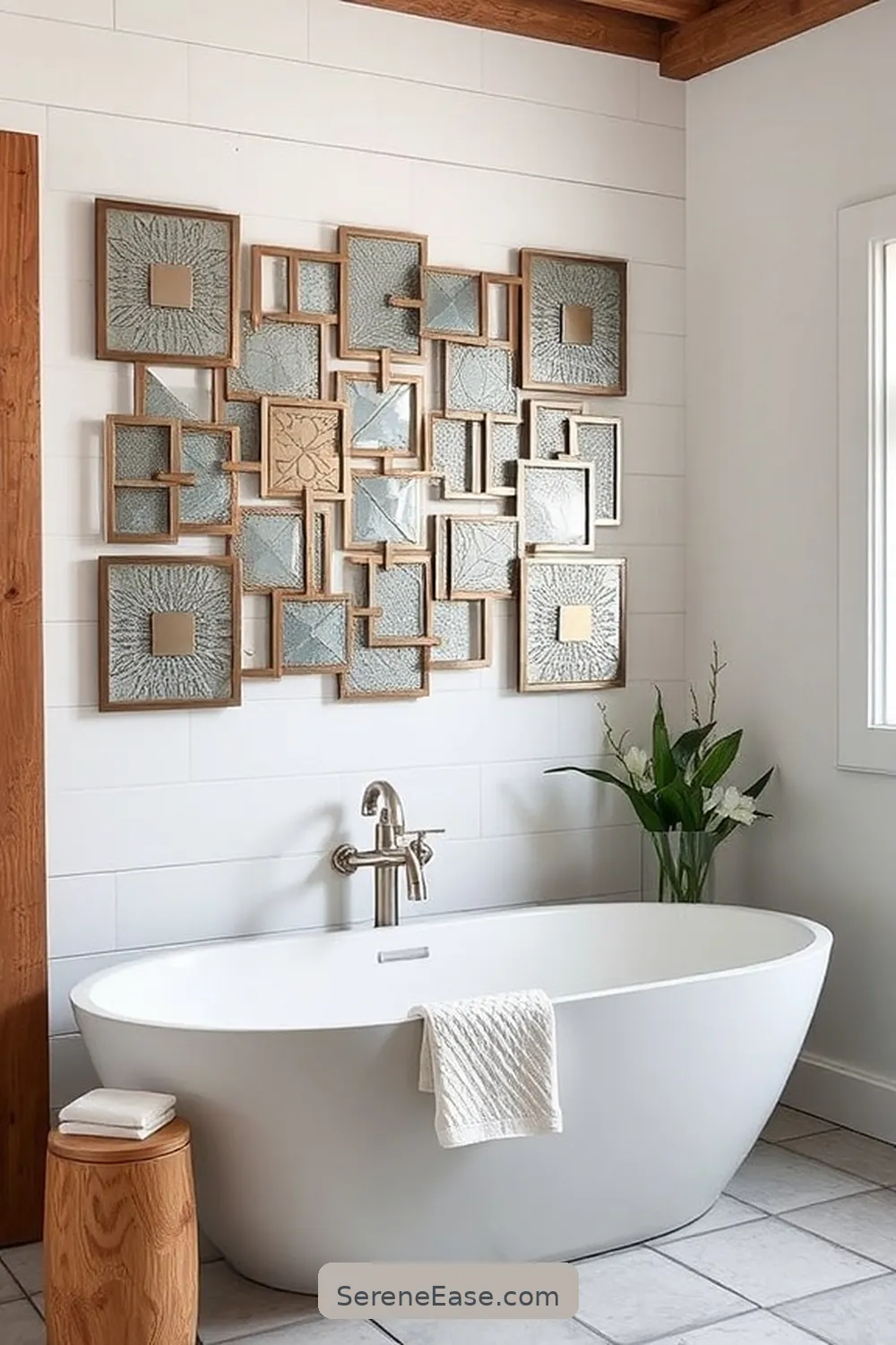22 Stunning Metallic Accents to Elevate Your Modern Farmhouse Bathroom Style 20 Geometric Metal Wall Decor for 22 Stunning Metallic Accents to Elevate Your Modern Farmhouse Bathroom Style