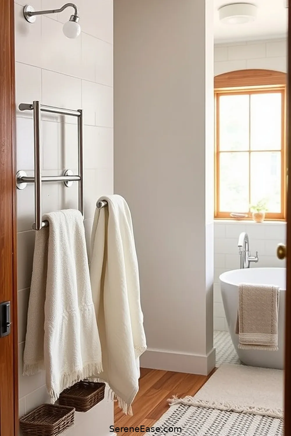 22 Stunning Metallic Accents to Elevate Your Modern Farmhouse Bathroom Style 7 Stainless Steel Towel Bars for 22 Stunning Metallic Accents to Elevate Your Modern Farmhouse Bathroom Style