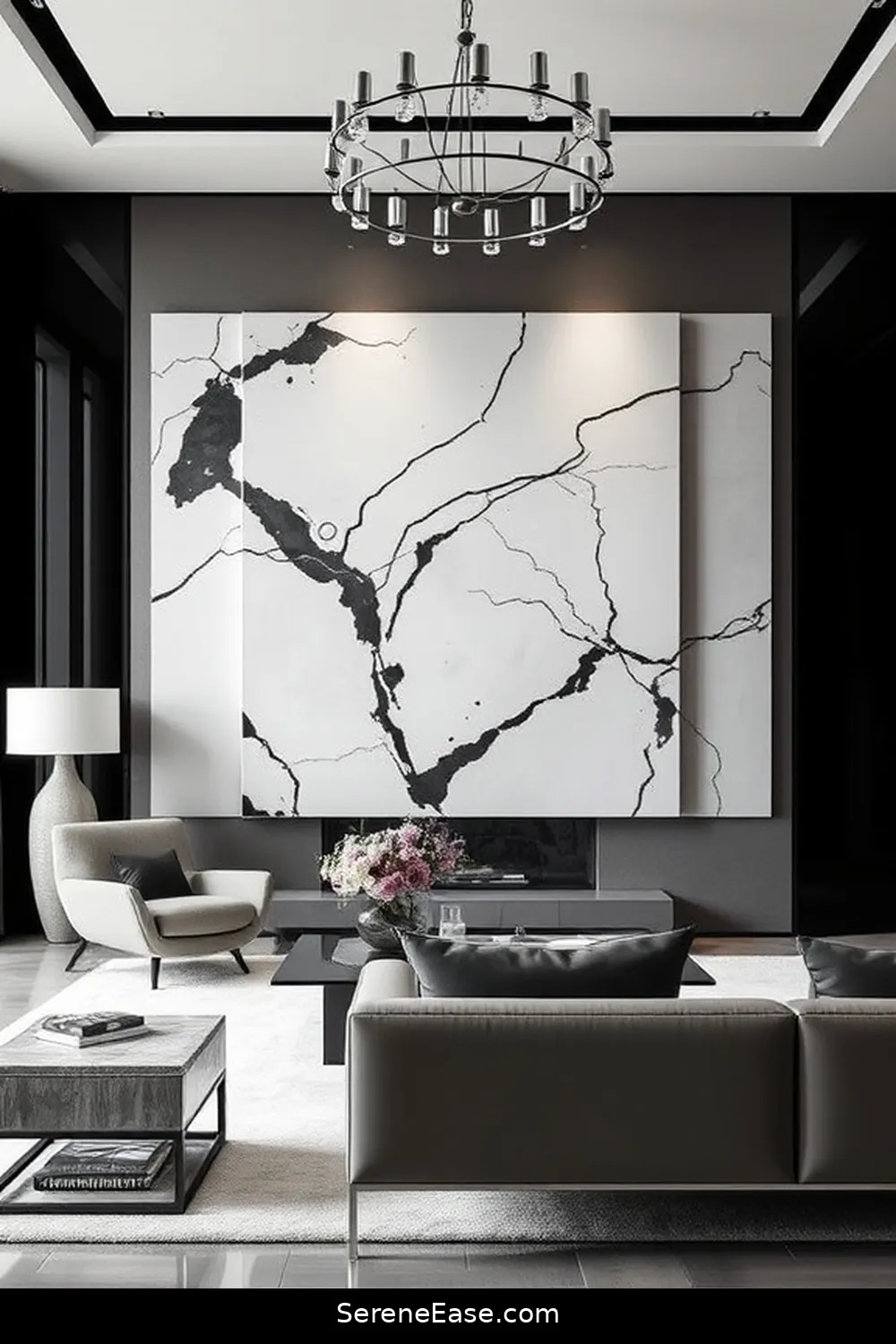 22 Tips for a Monochromatic Minimalist Living Room Style 18 Add a Statement Piece for 22 Tips for a Monochromatic Minimalist Living Room Style