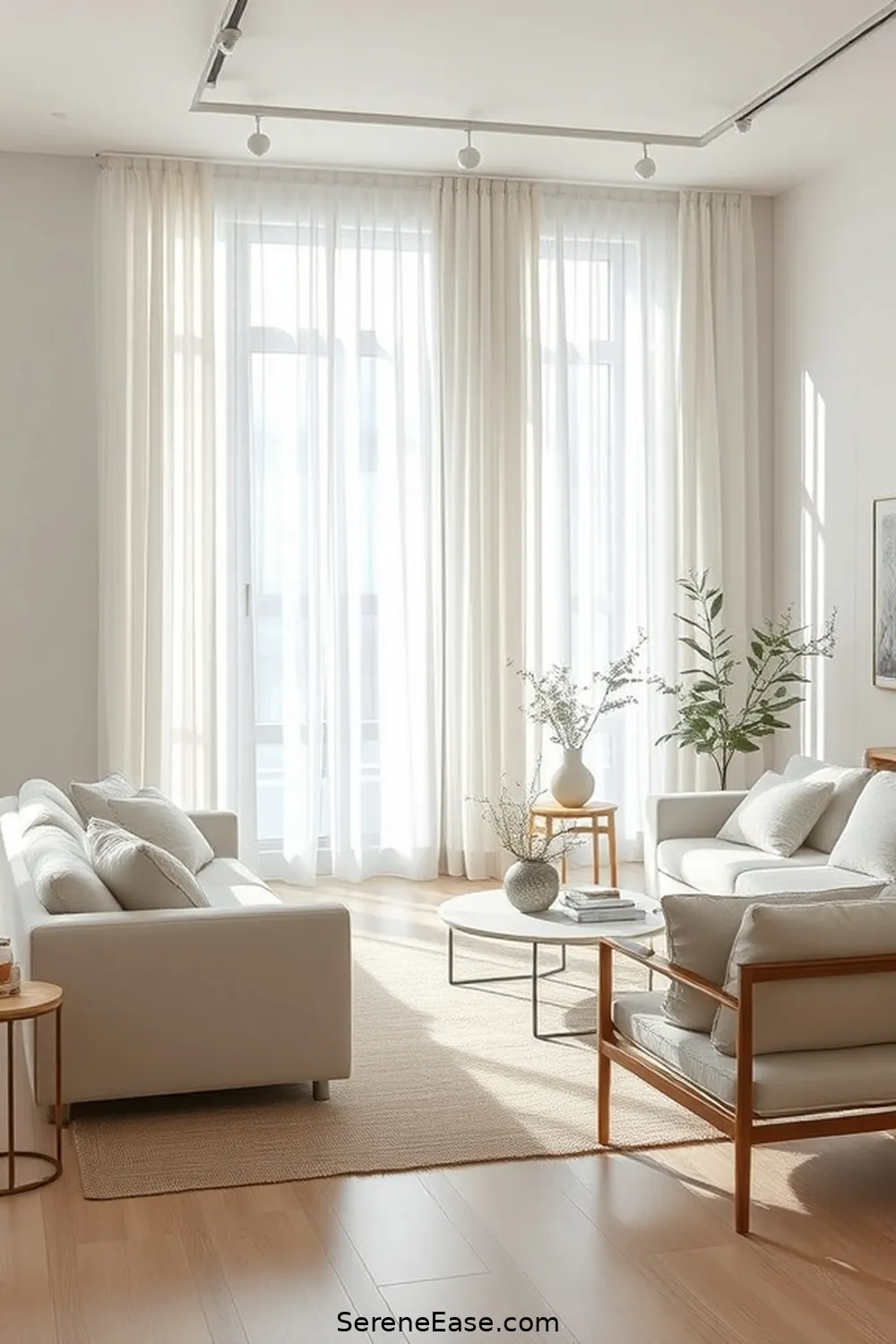 22 Tips for a Monochromatic Minimalist Living Room Style 11 Choose Light-Filtering Window Treatments for 22 Tips for a Monochromatic Minimalist Living Room Style