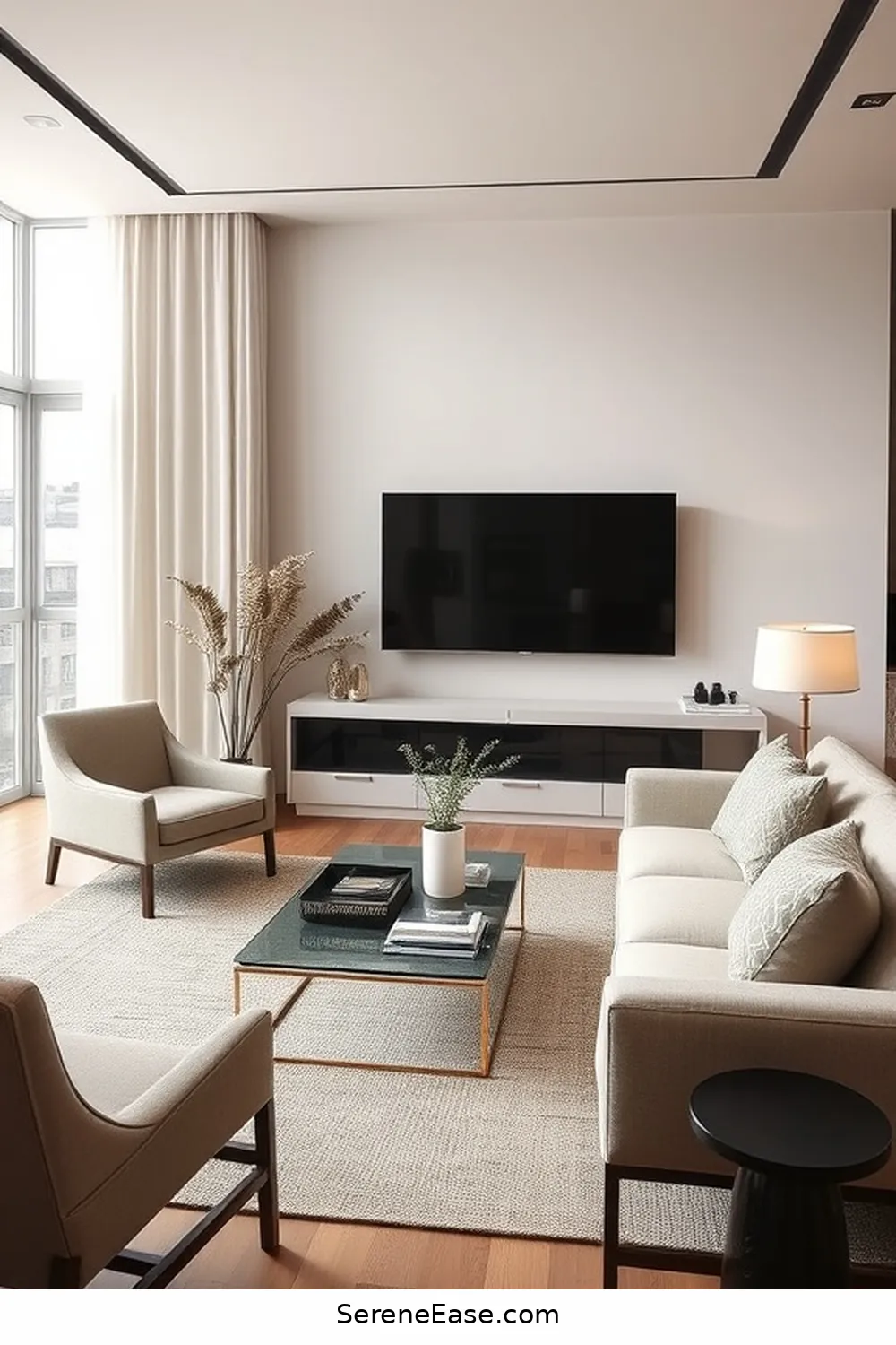 22 Tips for a Monochromatic Minimalist Living Room Style 17 Focus on Lighting for 22 Tips for a Monochromatic Minimalist Living Room Style