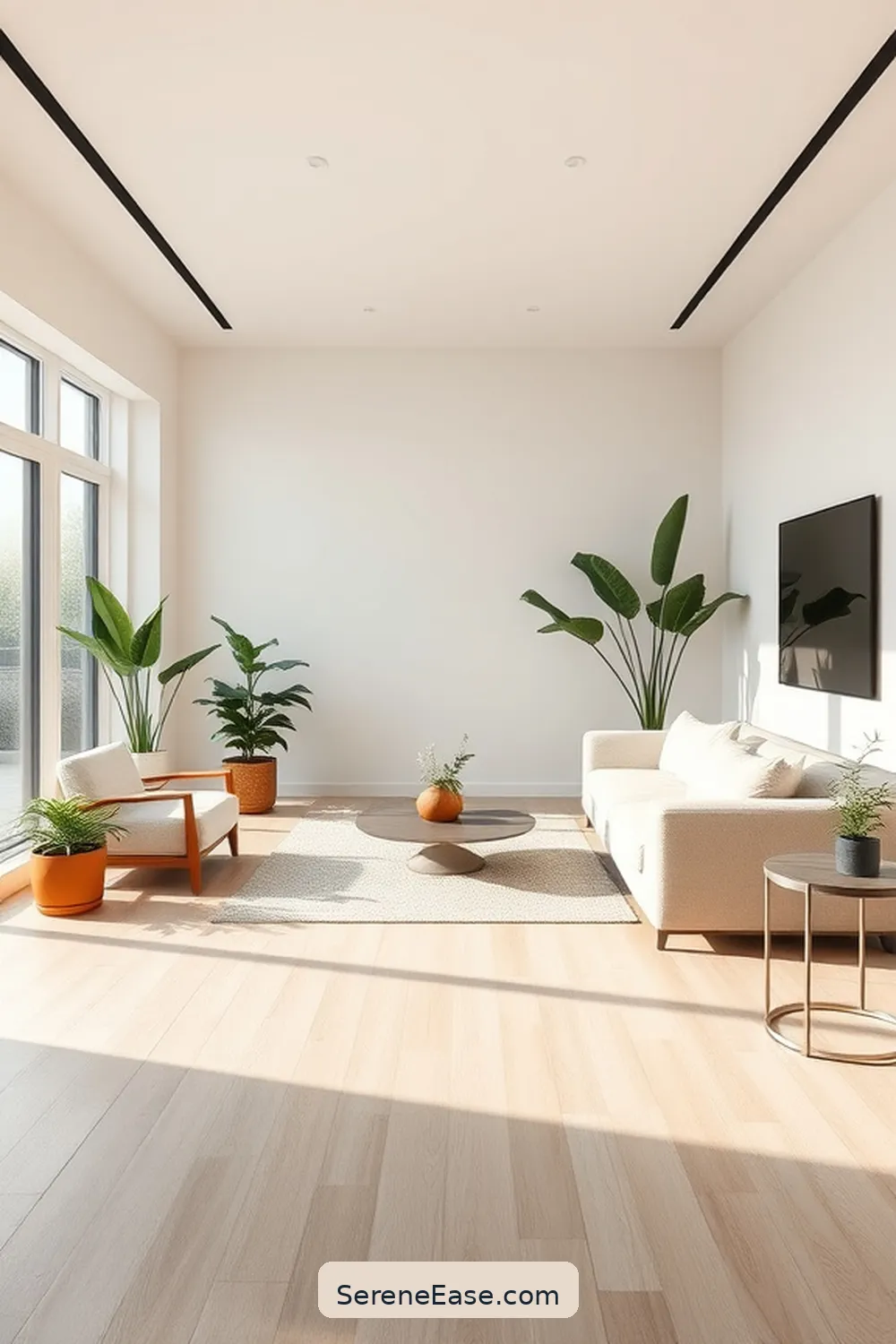 22 Tips for a Monochromatic Minimalist Living Room Style 10 Keep Flooring Simple for 22 Tips for a Monochromatic Minimalist Living Room Style