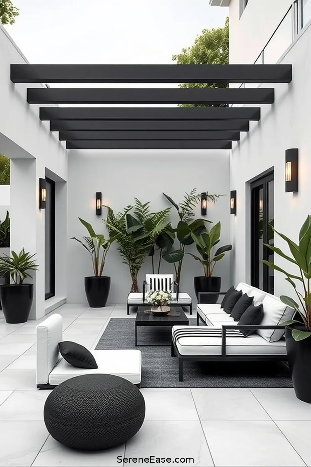 22 Ways to Achieve Black and White Outdoor Minimalist Patio Style 22 Create a Cozy Lounge Area for 22 Ways to Achieve Black and White Outdoor Minimalist Patio Style