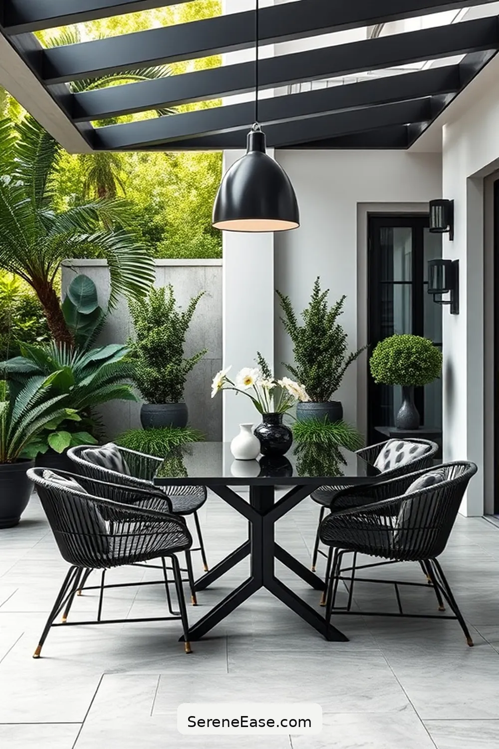 22 Ways to Achieve Black and White Outdoor Minimalist Patio Style 17 Create an Outdoor Dining Area for 22 Ways to Achieve Black and White Outdoor Minimalist Patio Style