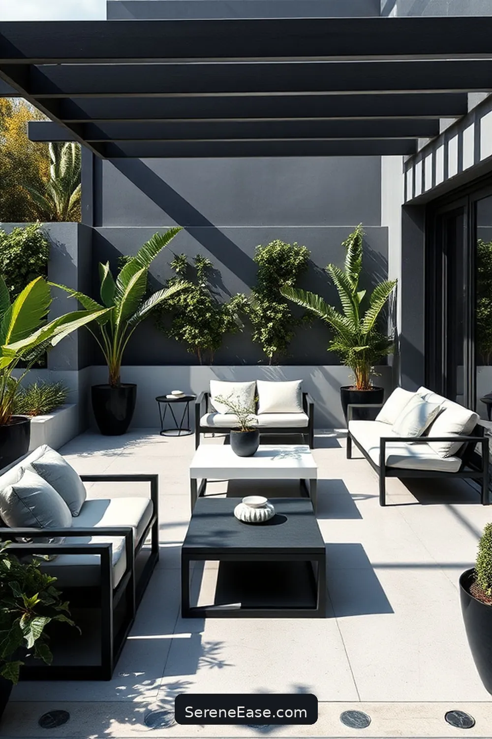 22 Ways to Achieve Black and White Outdoor Minimalist Patio Style 3 Opt for Sleek Outdoor Furniture for 22 Ways to Achieve Black and White Outdoor Minimalist Patio Style