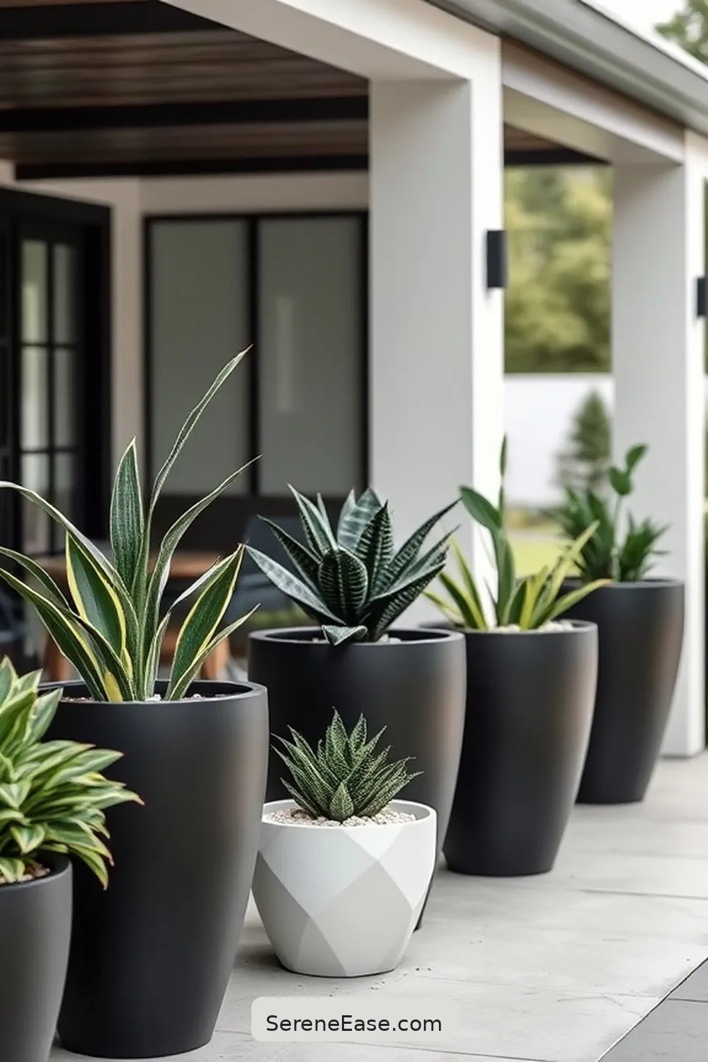 22 Ways to Achieve Black and White Outdoor Minimalist Patio Style 6 Select Minimalist Planters for 22 Ways to Achieve Black and White Outdoor Minimalist Patio Style