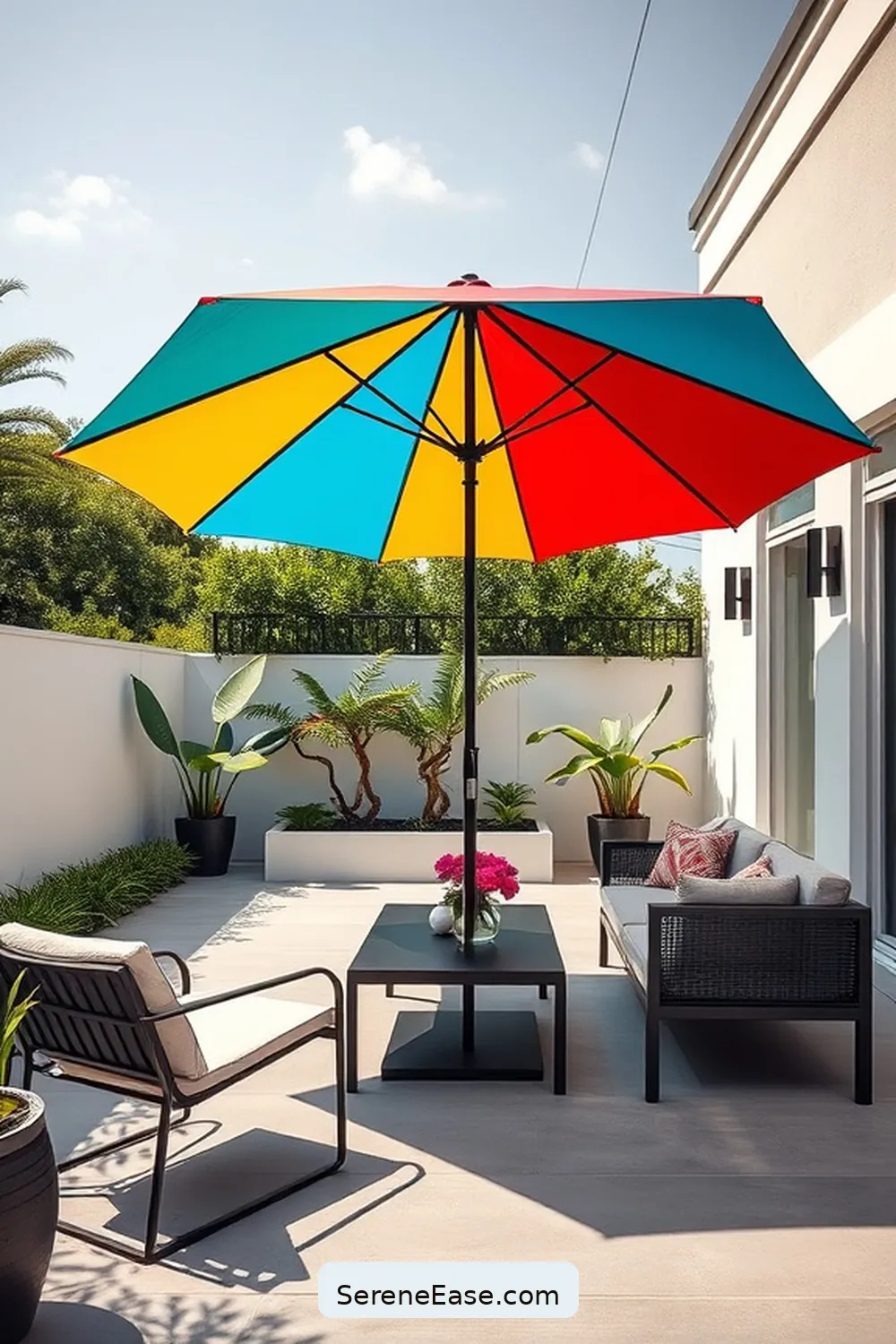 22 Ways to Achieve Bold Bright Scandinavian Style for Your Outdoor Patio 10 Select a Statement Umbrella for 22 Ways to Achieve Bold Bright Scandinavian Style for Your Outdoor Patio