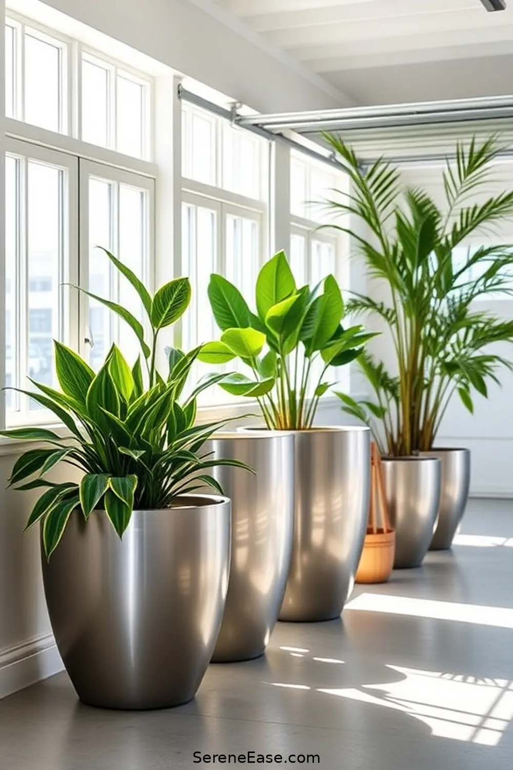 22 Ways to Add Metallic Accents to Your Coastal Style Garage 14 Metallic Planters for Indoor Plants for 22 Ways to Add Metallic Accents to Your Coastal Style Garage