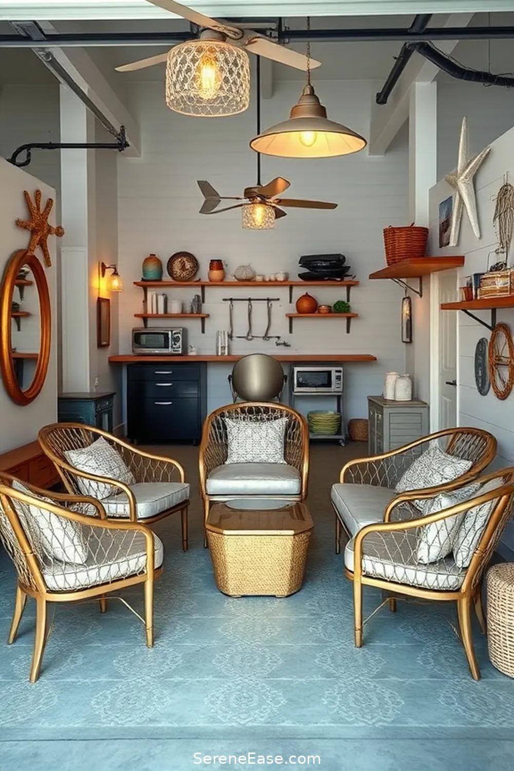 22 Ways to Add Metallic Accents to Your Coastal Style Garage 17 Stylish Garage Seating With Metallic Touches for 22 Ways to Add Metallic Accents to Your Coastal Style Garage