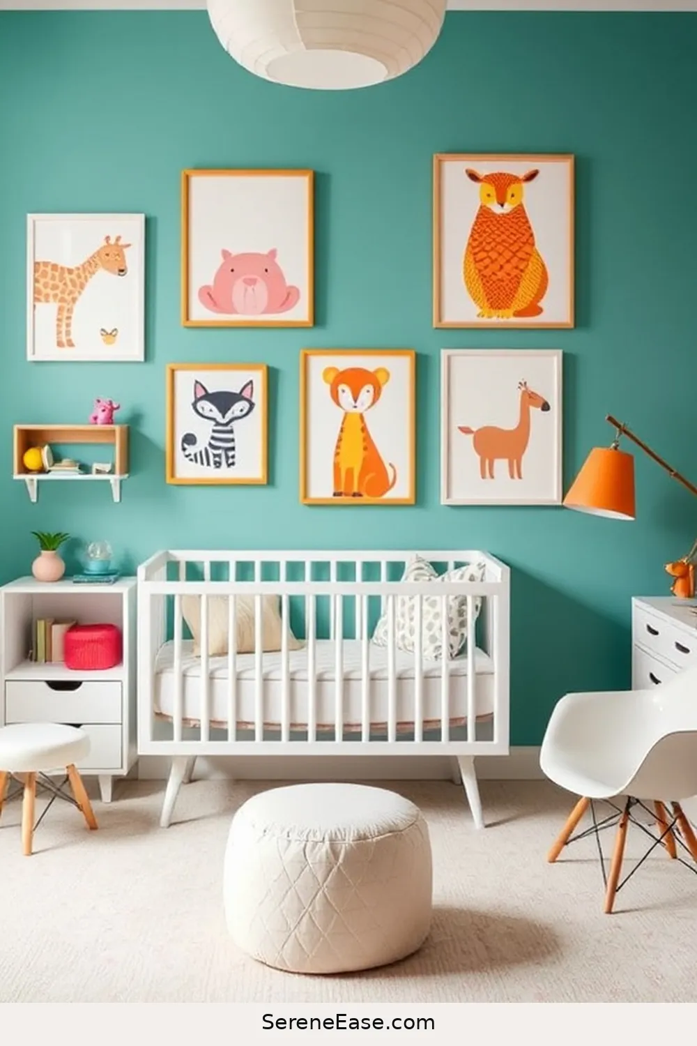 22 Ways to Create a Bold and Bright Nursery in Mid-Century Modern Style 6 Add Fun Wall Art for 22 Ways to Create a Bold and Bright Nursery in Mid-Century Modern Style