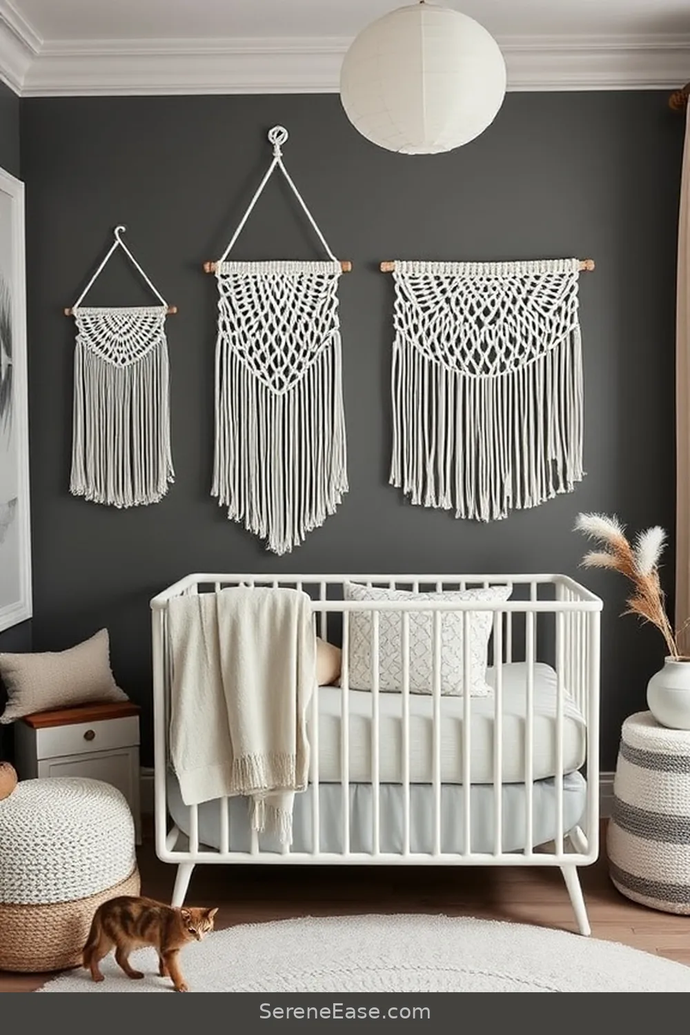 22 Ways to Create a Monochromatic Bohemian Style Nursery 5 Add MacramΓ© Wall Hangings for 22 Ways to Create a Monochromatic Bohemian Style Nursery