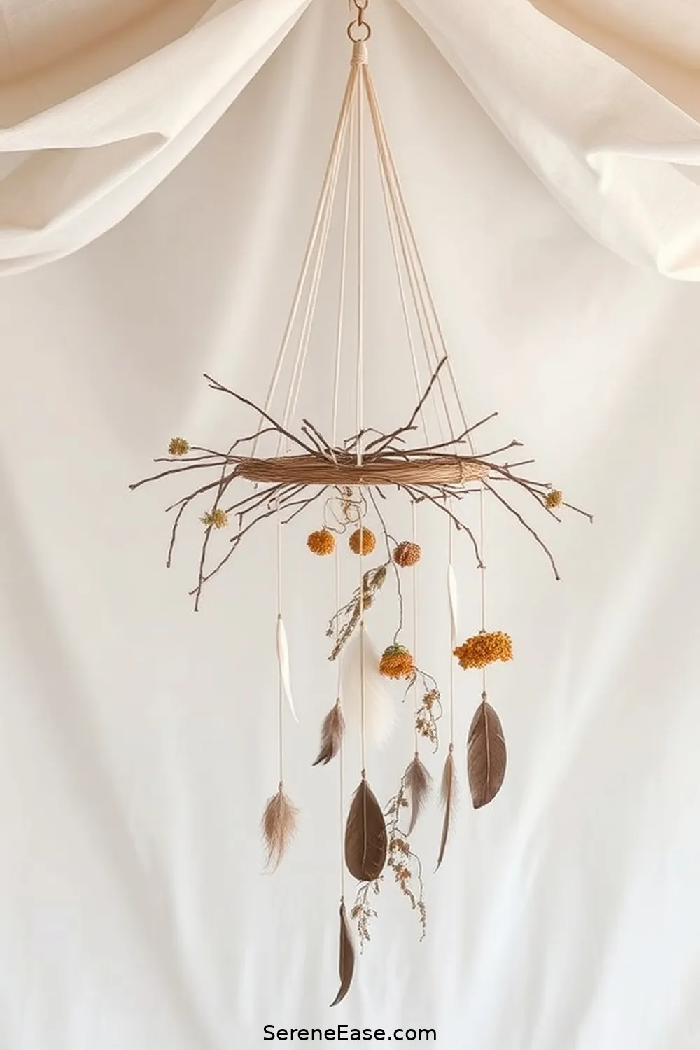 22 Ways to Create a Monochromatic Bohemian Style Nursery 22 Create a Mobile With Natural Elements for 22 Ways to Create a Monochromatic Bohemian Style Nursery